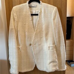 Zara Boucle White Jacket